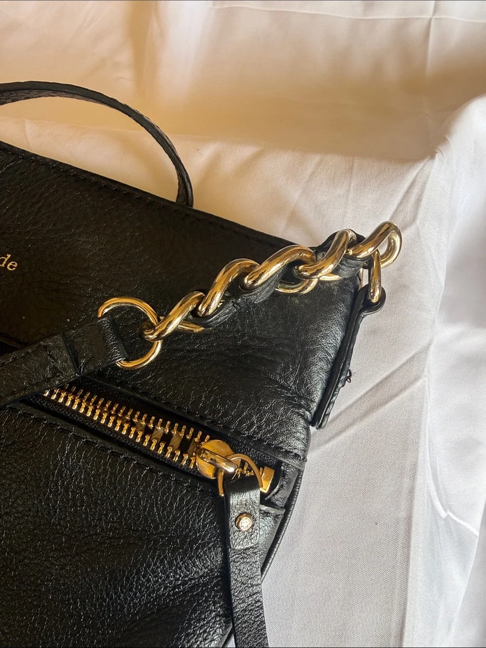 kate spade Black Leather Crossbody with Gold Hardware